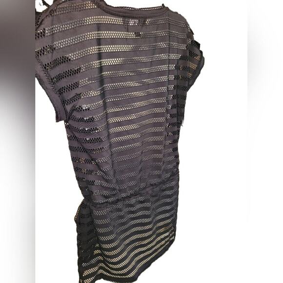 Calvin Klein Blk Sheer Cap Sleeve Swimsuit Coverup.  Sz Med/Lg - Picture 3 of 3